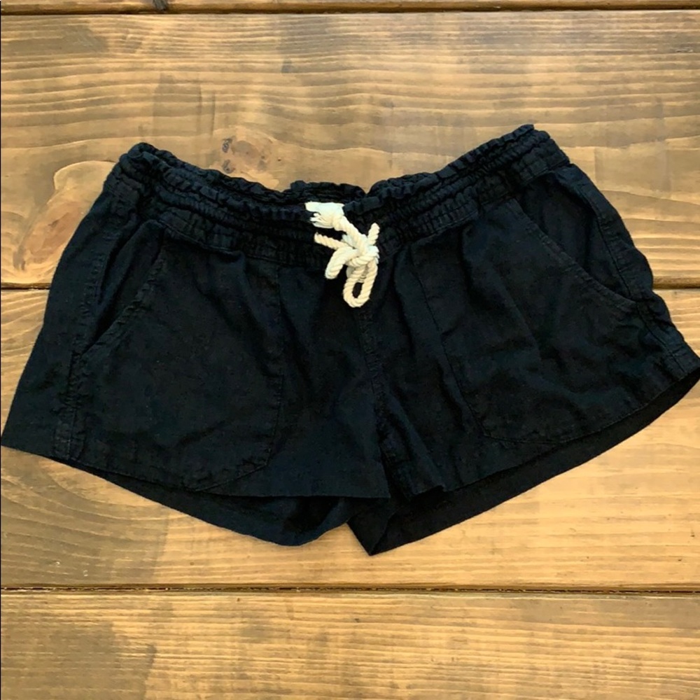 Black linen shorts